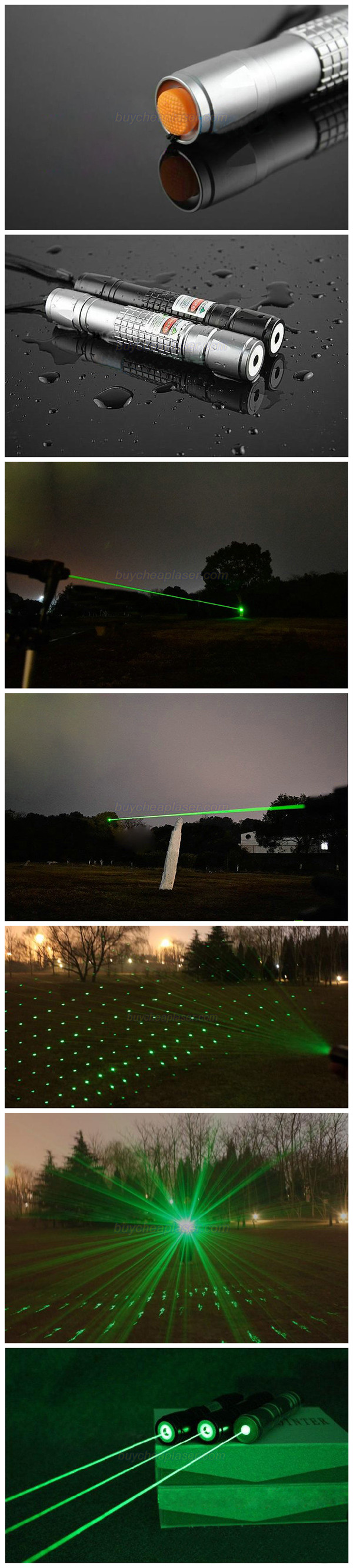 強出力3000mwグリーンレーザーポインター　ledライト搭載　点火可能