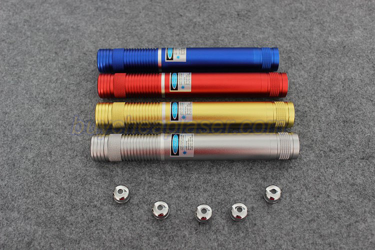 豪華な　新品1w 青色レーザーポインタ高出力5in1照射形状可変　瞬間点火